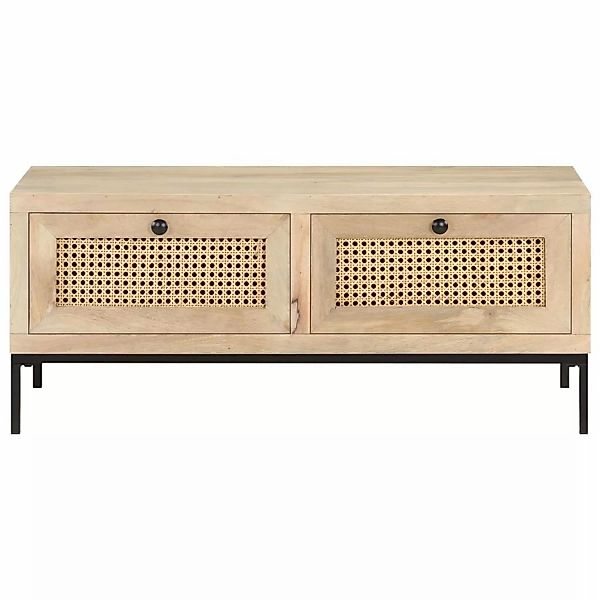 vidaXL Couchtisch 90x50x37 cm Mango Massivholz und Rohrgeflecht günstig online kaufen
