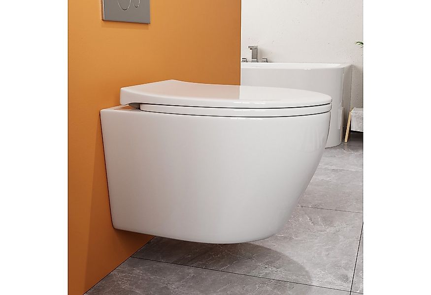 HOROW Tiefspül-WC Hänge WC Komplettset - Spülrandlos Toilette, Hänge WC, Ab günstig online kaufen