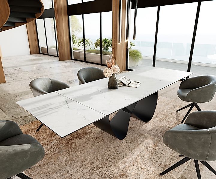 Esstisch Edge 200-300x100 cm Keramik Laminam® Statuarietto Weiß Infinity Me günstig online kaufen