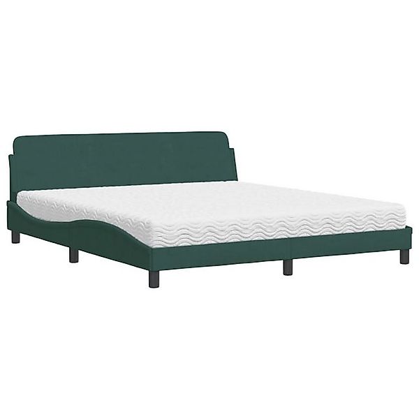 vidaXL Bett Bett mit Matratze Dunkelgrün 180x200 cm Samt günstig online kaufen