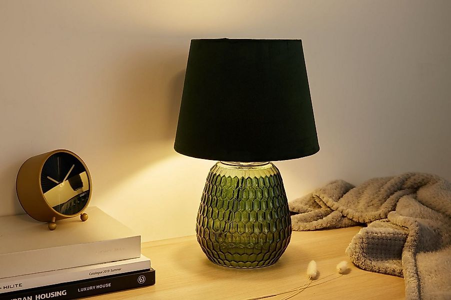 Pauleen Tischleuchte Crystal Velours, ohne Leuchtmittel, E14, Grün, Glas, S günstig online kaufen