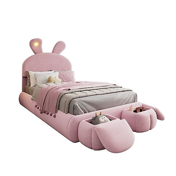 OKWISH Kinderbett Funktionsbett Stauraumbett Polsterbett (90x200 mit LED-Ha günstig online kaufen