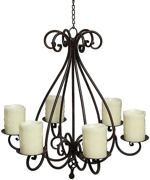 Ambiente Haus Kerzenständer Kronleuchter mit 6 Tellern in Antikbraun (1 St) günstig online kaufen