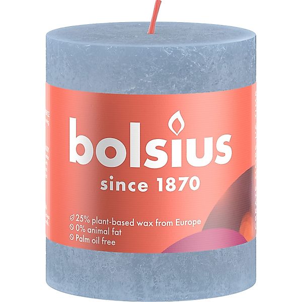 Bolsius Rustik-Kerze Shine Winter Edition Ø 6,8 cm x 8 cm Himmelblau günstig online kaufen