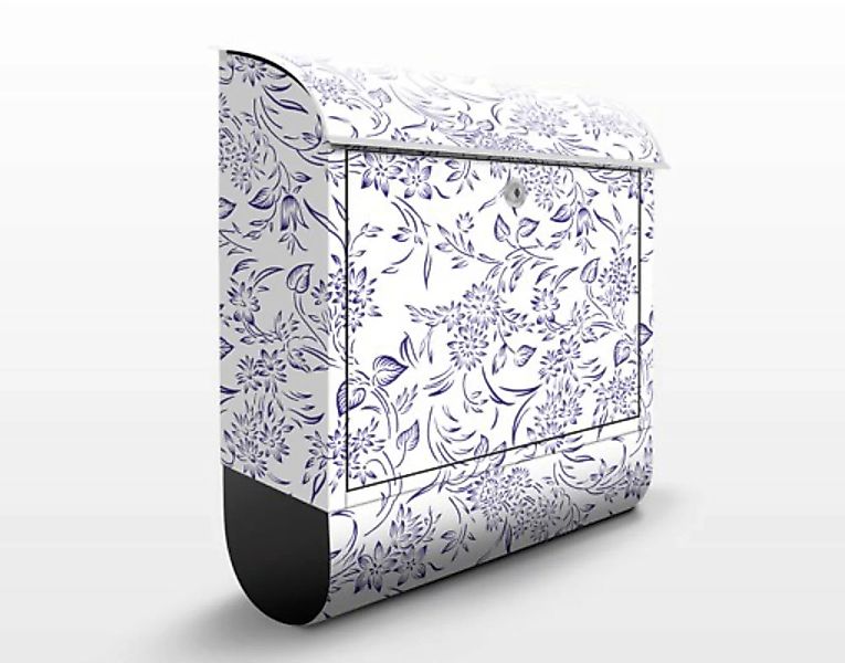 Briefkasten Muster & Textur Blumenmuster mit blauen Ranken günstig online kaufen