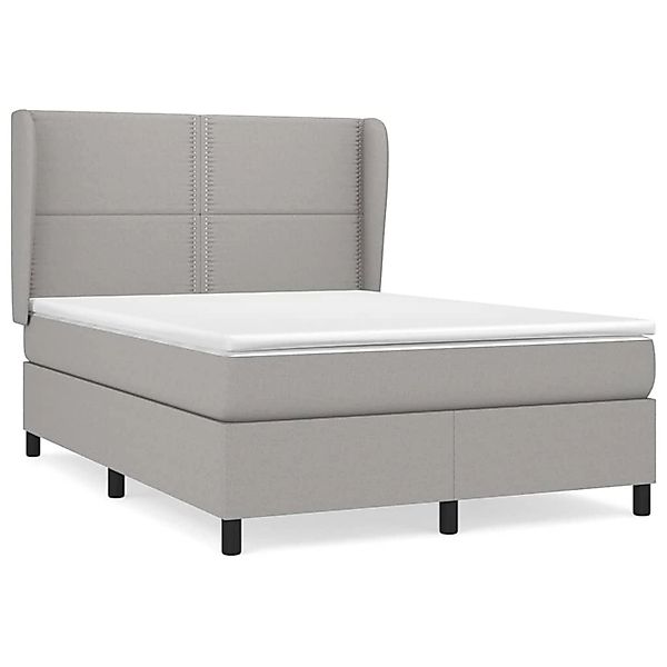 vidaXL Boxspringbett Boxspringbett mit Matratze Hellgrau 140x200 cm Stoff B günstig online kaufen