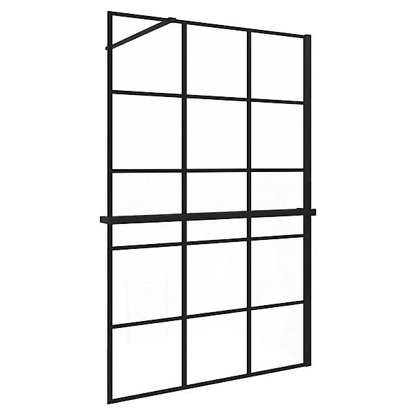 AICA 100x200cm 8mm NANO Glas Walk In Schwarz Duschwand mit Glasdekor Gitter günstig online kaufen