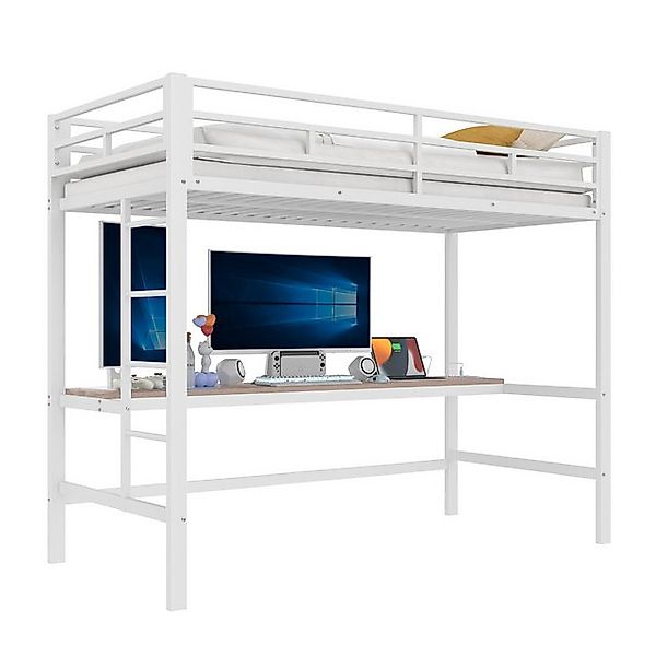 REDOM Kinderbett mit integriertem Schreibtisch, USB & Steckdose (Metallbett günstig online kaufen