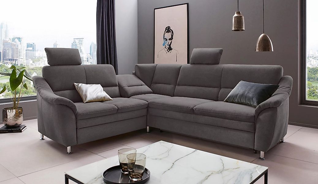 Places of Style Ecksofa "Cardoso L-Form", Federkern, wahlweise mit Bett, Sc günstig online kaufen