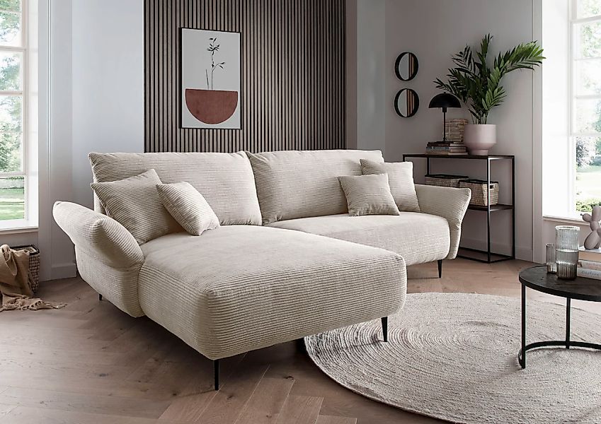 Home affaire Ecksofa inklusive Armlehnenverstellfunktion, 4x Zierkissen gra günstig online kaufen
