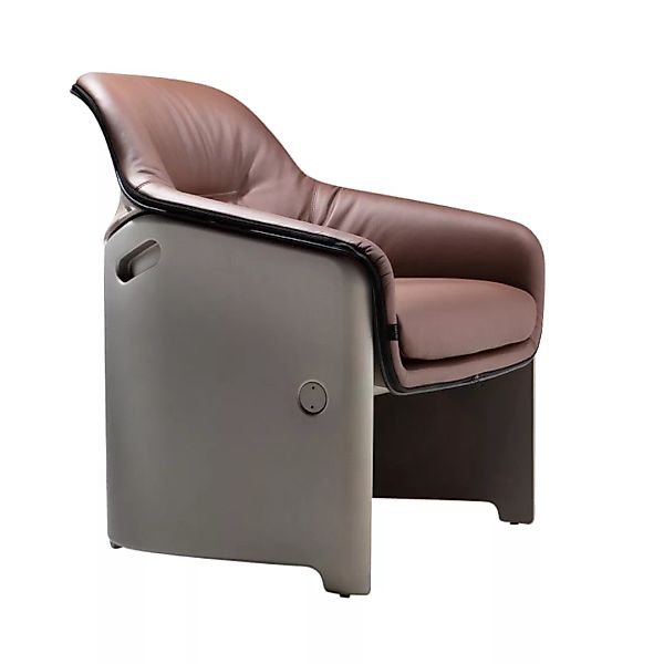Plank - Avus Sessel - Leder braun/BxHxT 73x80x73cm/Gestell grau matt günstig online kaufen