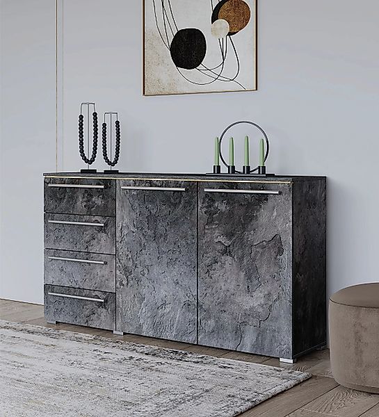 INOSIGN Sideboard "India,Breite 135 cm, moderne Kommode 4 Schubkasen 2 Türe günstig online kaufen