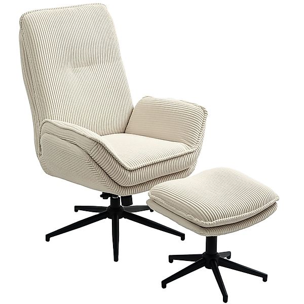 HOMCOM Relaxsessel mit Hocker 360°Drehbarer Fernsehsessel günstig online kaufen