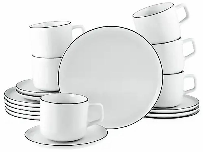CreaTable Kaffeeservice »Chef Collection Black Line, Kaffee-Service 18-tlg« günstig online kaufen
