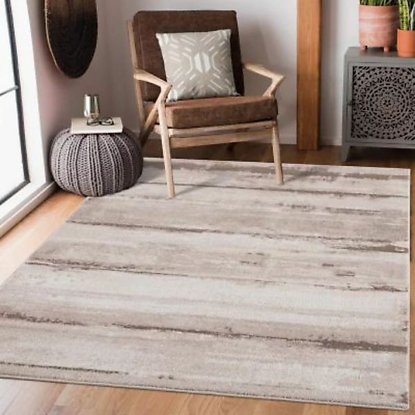 carpet city® Teppich Kurzflor Braun Beige - Modernes Design - Wohnzimmer, S günstig online kaufen