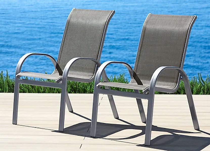 MERXX Gartenstuhl »Amalfi« (Set) 2 Stk. 2er Set, Alu/Textil, stapelbar günstig online kaufen