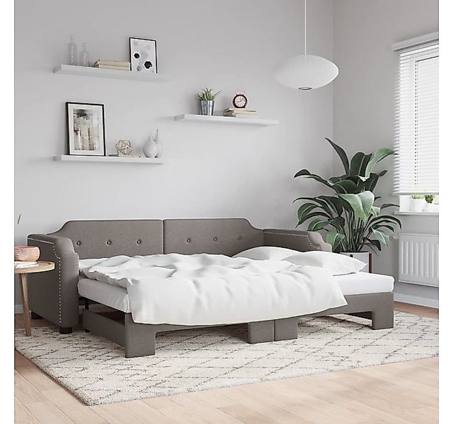 vidaXL Gästebett Gästebett Tagesbett Ausziehbar Taupe 90x200 cm Stoff Bett günstig online kaufen