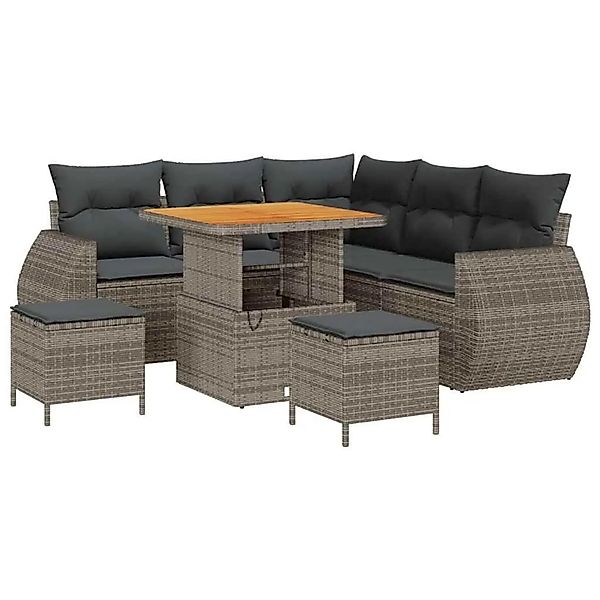 vidaXL Gartensofa-Set mit Kissen mit Speicher 8 Stk Grau Poly-Rattan 336382 günstig online kaufen