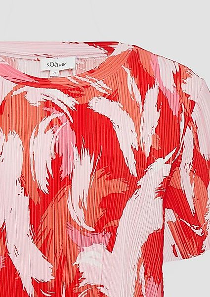 s.Oliver Kurzarmshirt Plissiertes T-Shirt mit All-over-Print günstig online kaufen