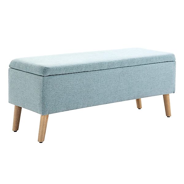 HOMCOM Sitzbank mit Stauraum Leinenoptik Gummiholz 110 x 39 x 45 cm günstig online kaufen