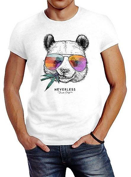 Neverless Print-Shirt Neverless® Herren T-Shirt Panda Bär Aufdruck Tiermoti günstig online kaufen