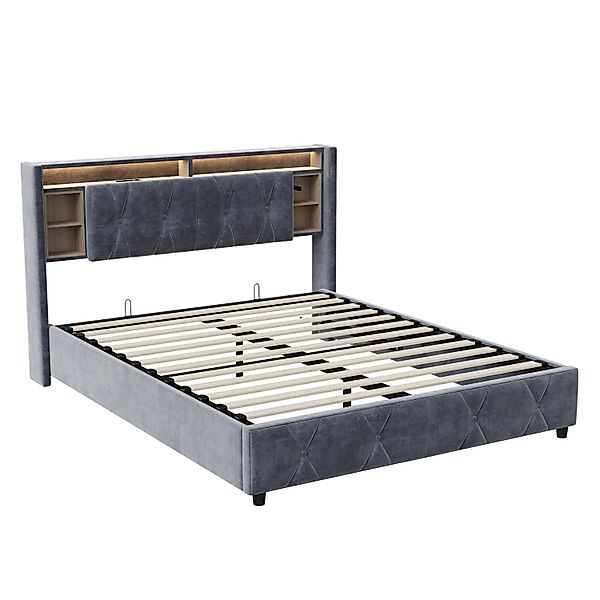 PXloue Polsterbett 140x200 mit Stauraum Kopfteil & Hydraulischem Stauraum-S günstig online kaufen