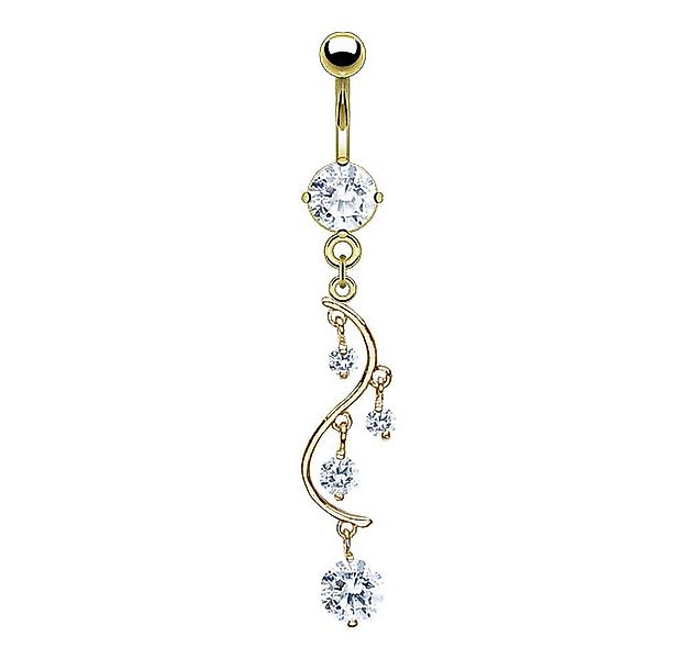 Taffstyle Bauchnabelpiercing Piercing Chirurgenstahl Vergoldet Kristall Wei günstig online kaufen