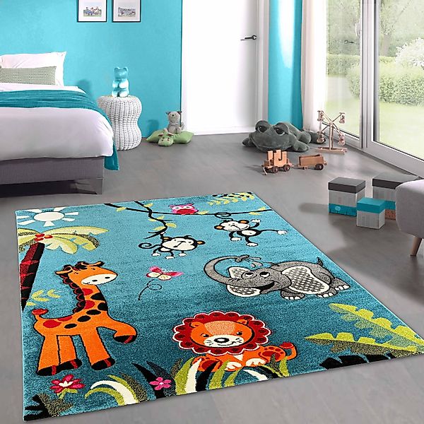 Carpetia Kinderteppich Kinderspiel Teppich mit Zootier-Motiv günstig online kaufen