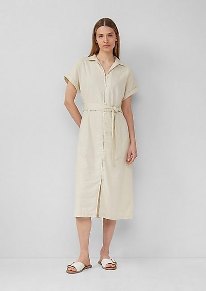 s.Oliver Maxikleid Midikleid aus Leinenmix mit Eingrifftaschen Raffung günstig online kaufen