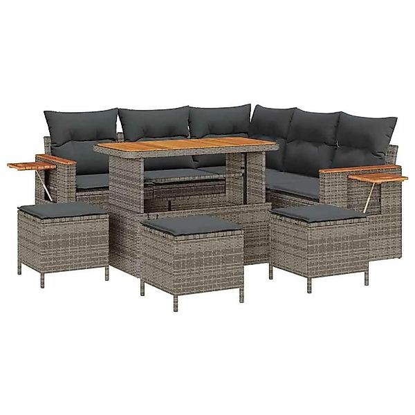 vidaXL Gartensofa-Set mit Kissen 10 Stk Grau Poly-Rattan 3365133 günstig online kaufen