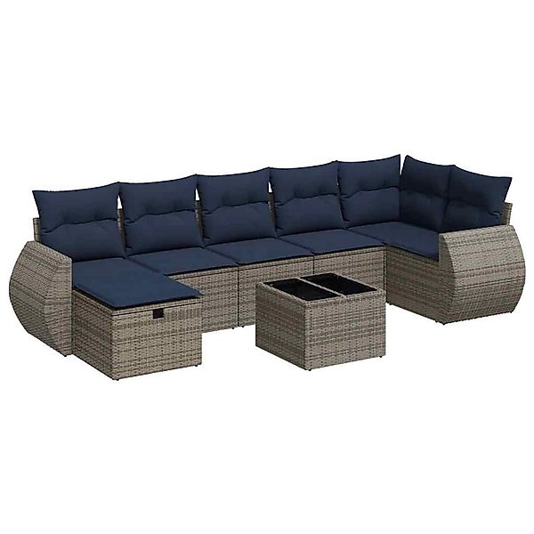 vidaXL 8-Tlg Garten-Sofagarnitur mit Kissen Grau Poly Rattan 3325617 günstig online kaufen