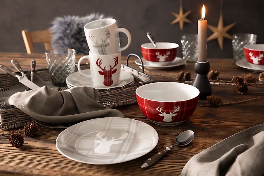 Retsch Arzberg Kombiservice »Geschirr-Set, Service HIGHLAND STAG, Winter, A günstig online kaufen