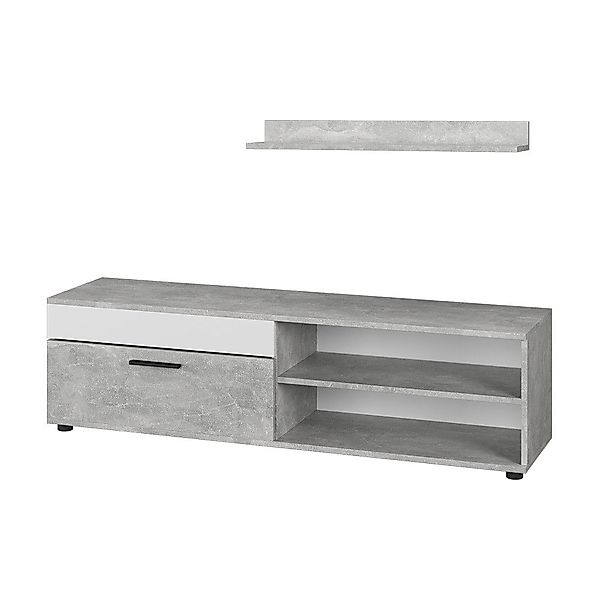Vicco Wohnwand Berno, Beton/Weiß, mit 1 günstig online kaufen