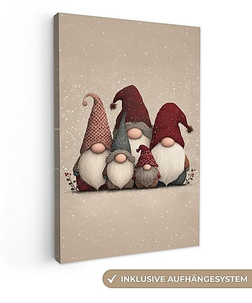 OneMillionCanvasses® Leinwandbild Wichtel - Weihnachten - Schnee - Zipfelmü günstig online kaufen