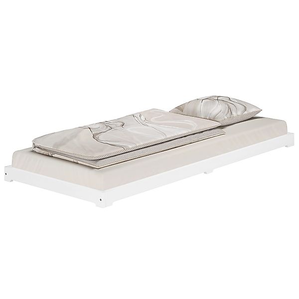 Erst-Holz Extra Niedriges Holzbett Futonbett 80 x 190 cm Kiefer Weiß Modell günstig online kaufen