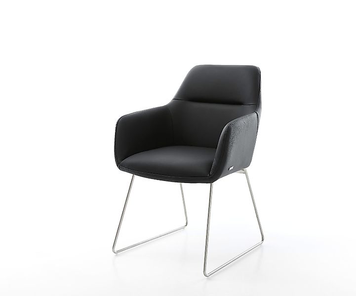 DELIFE Polsterstuhl Pejo-Flex, Kufengestell Edelstahl Echt-Leder Schwarz Ta günstig online kaufen