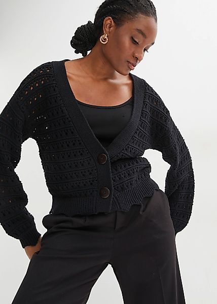 bonprix Ajourstrickjacke Oversize-Passform, mit Lochstrickmuster, im Casual günstig online kaufen