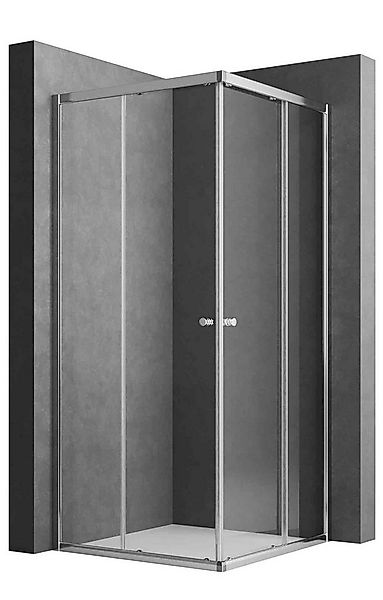 Boromal Eckdusche Duschkabine Schiebetür Eckeinstieg Schwarz / Silber, BxT: günstig online kaufen