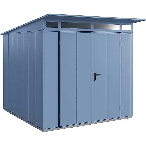Hörmann Gerätehaus Elegant mit Pultdach Typ 2 RAL5014 Taubenblau Doppeltür günstig online kaufen