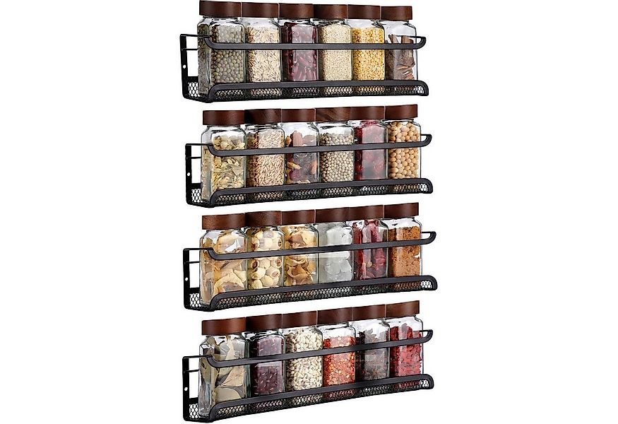 LuxusKollektion Gewürzregal Gewürzregal Metall Schwarz Netzeinsatz Klebepad günstig online kaufen