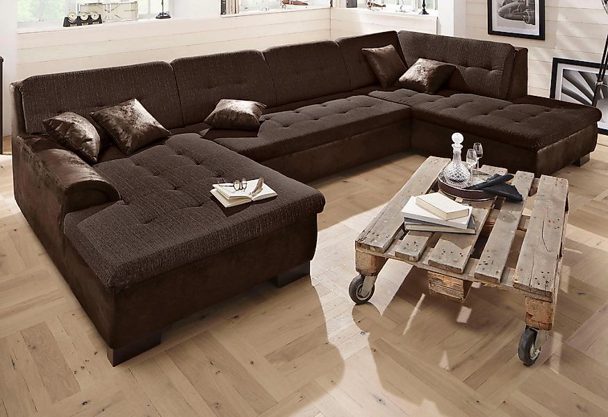 Home affaire Wohnlandschaft "Bergen zeitlos und elegant, U-Form", wahlweise günstig online kaufen