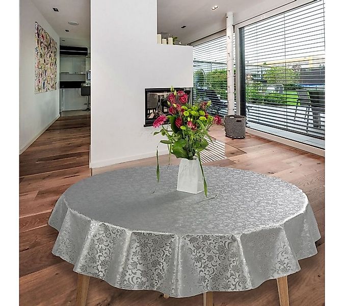 laro Tischdecke Wachstuch-Tischdecken Abwaschbar Relief geprägt Grau Rund 1 günstig online kaufen
