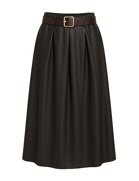 Mississhop Lederimitatrock Damen A-Linien Rock mit Gürtel und Metallschnall günstig online kaufen