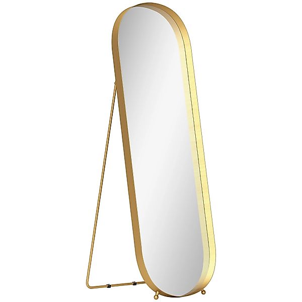 HOMCOM Ganzkörperspiegel Metall Glas 50L x 6B x 160H cm Gold günstig online kaufen