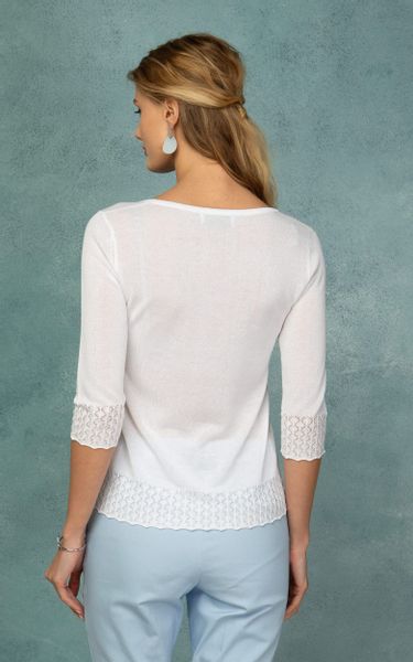 Passioni Strickpullover mit blauer Blumenstickerei und günstig online kaufen