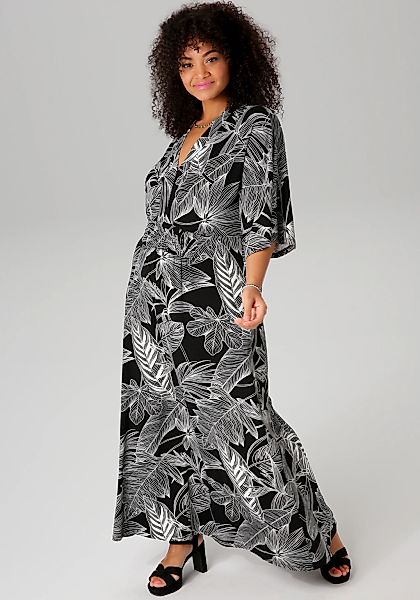 Aniston PLUS Maxikleid, mit bezaubernden, großflächigen Blättern bedruckt günstig online kaufen