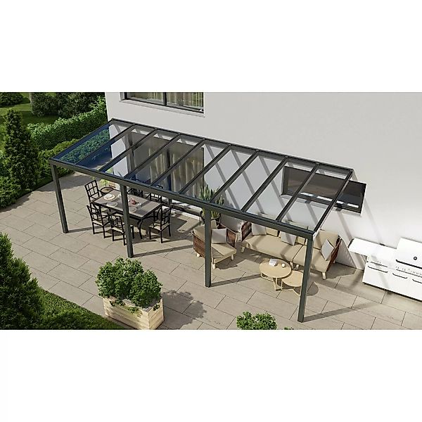 Terrassenüberdachung Basic 700 cm x 300 cm Anthrazit Glanz Glas günstig online kaufen