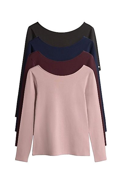 The Set Langarmshirt The Set Langarmshirts mit U-Rücken, 4er-Pack (4-tlg) günstig online kaufen