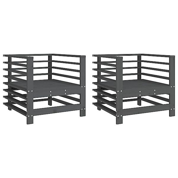 vidaXL Sofaelement Gartenstühle 2 Stk. Grau günstig online kaufen