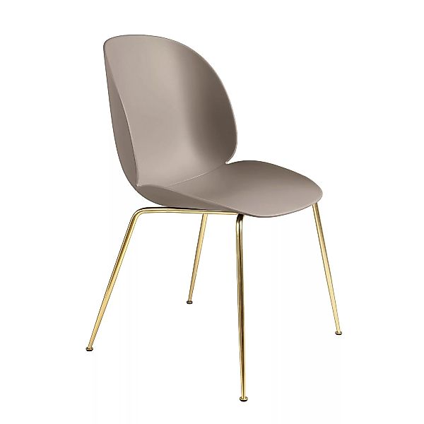 Gubi - Beetle Dining Chair Gestell Messing - neues beige/Sitzschale Polypro günstig online kaufen